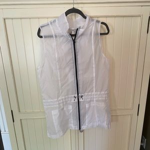 Fabletics zip white sheer vest. Large